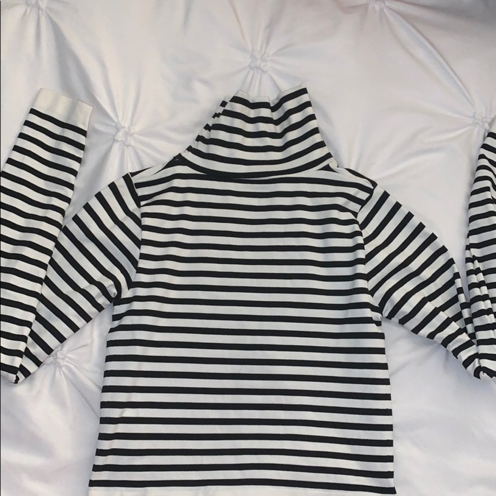 Striped Turtle neck crop top